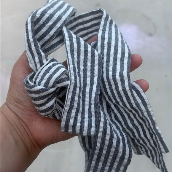 Tory Burch Midi Dress Eyelet Seersucker Grey Off Shoulder Ruffle Feminine - Picture 14 of 14